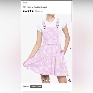 BT21 Pink Pinafore Dress with Cartoon Print
